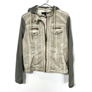 OOKIE AND LALA Rugged Moto Style Hooded Jacket sz Medium